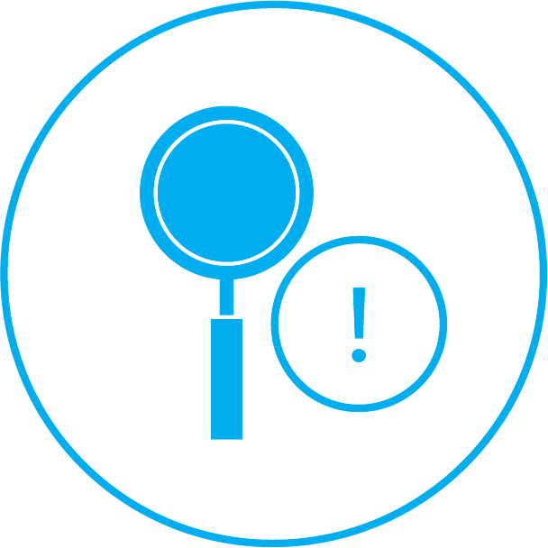 Picture of icon showing Synergy Technical identifying and potential gaps or vulnerabilities that may leave the business exposed to cyber risks