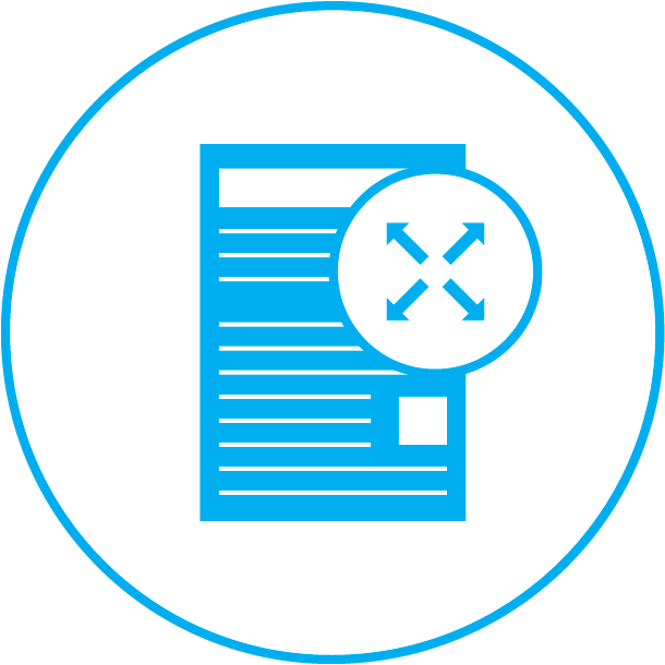 An icon depicting a document with a scale mark, representing the approach to a comprehensive AI strategy.